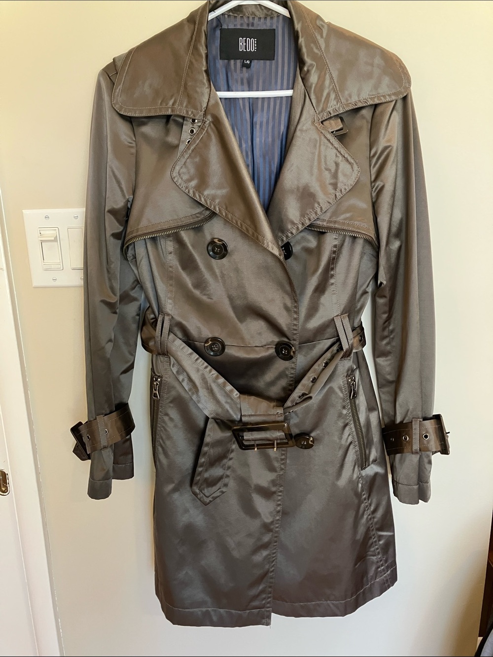 BEDO Metallic Brown Trench Coat sleek sexy flashy maximalist